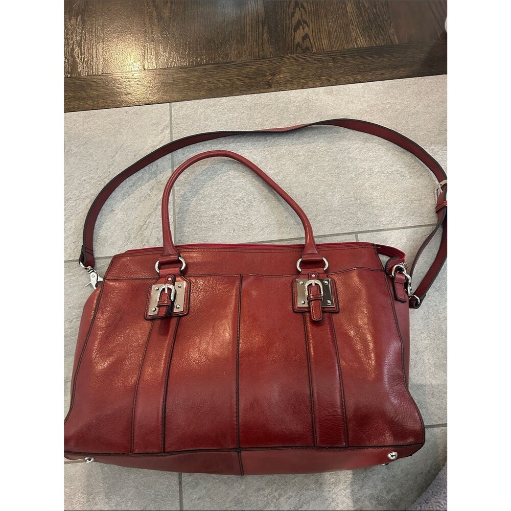 Wilsons Leather Brownish Red Leather Shoulder Bag with Adjustable Strap Vintage - Picture 4 of 6